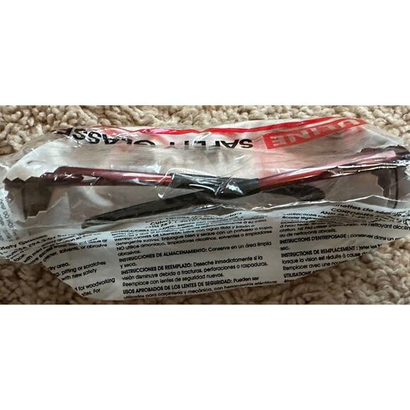 New Uline Redhawk Safety Glasses w/Clear Lens Red Frame - Picture 5 of 5